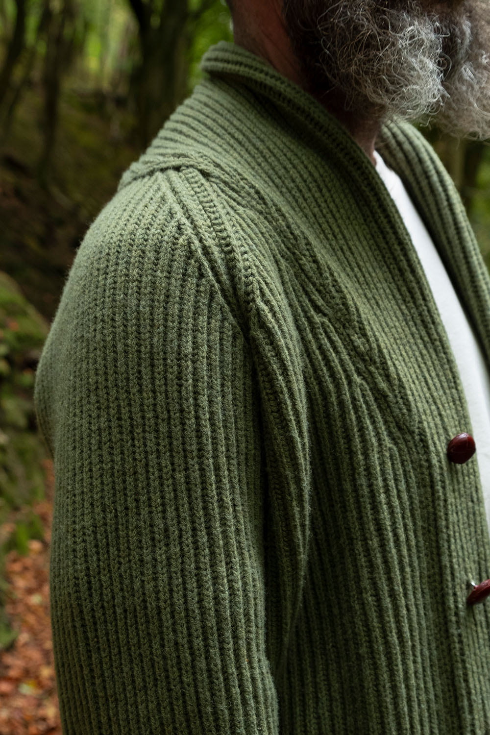 Shawl Collar Cardigan / Mossy Green