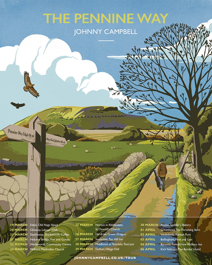 Johnny Campbell The Pennine Way tour poster